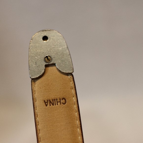 Arden Leather Lizard Embossed Calfskin Belt Brown, Silver hardware size Large - Picture 8 of 16